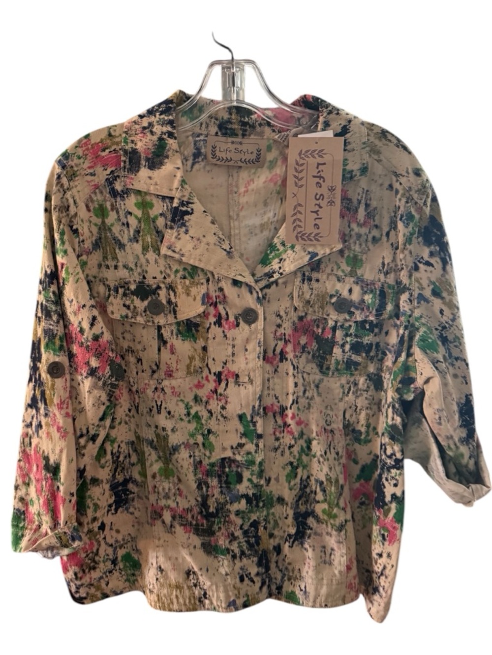 Multicolor Splatter Print Women's Shirt Jacket denim